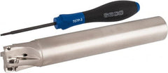 Seco - 1" Cut Diam, 0.354" Max Depth of Cut, 1" Shank Diam, 6.693" OAL, Indexable Square Shoulder End Mill - XO.X 10T3.. Inserts, Cylindrical Shank, 90° Lead Angle, Through Coolant, Series Turbo 10 - Exact Tooling