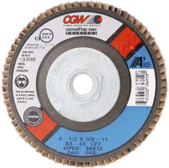 Camel Grinding Wheels - 60 Grit, 7" Disc Diam, 5/8-11 Center Hole, Type 27 Aluminum Oxide Flap Disc - 8,600 Max RPM, Polyester Backing, Arbor Attaching System, Coated - Exact Tooling
