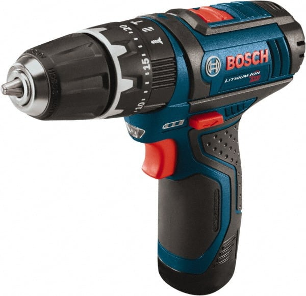 Bosch - 12 Volt 3/8" Keyless Chuck Cordless Hammer Drill - 0 to 19,500 BPM, 0 to 1,300 RPM, Reversible - Exact Tooling