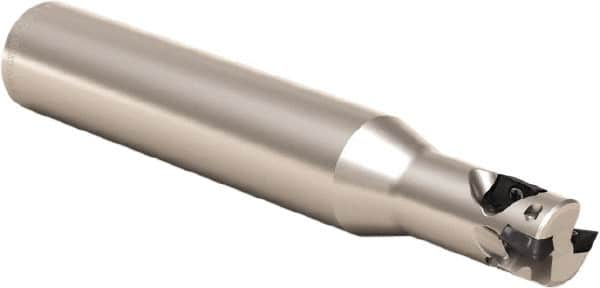 Seco - 12mm Cut Diam, 10mm Max Depth of Cut, 16mm Shank Diam, 98mm OAL, Indexable Square Shoulder Helical End Mill - XO.. 06 Inserts, Cylindrical Shank, 90° Lead Angle, Series Nano Turbo - Exact Tooling