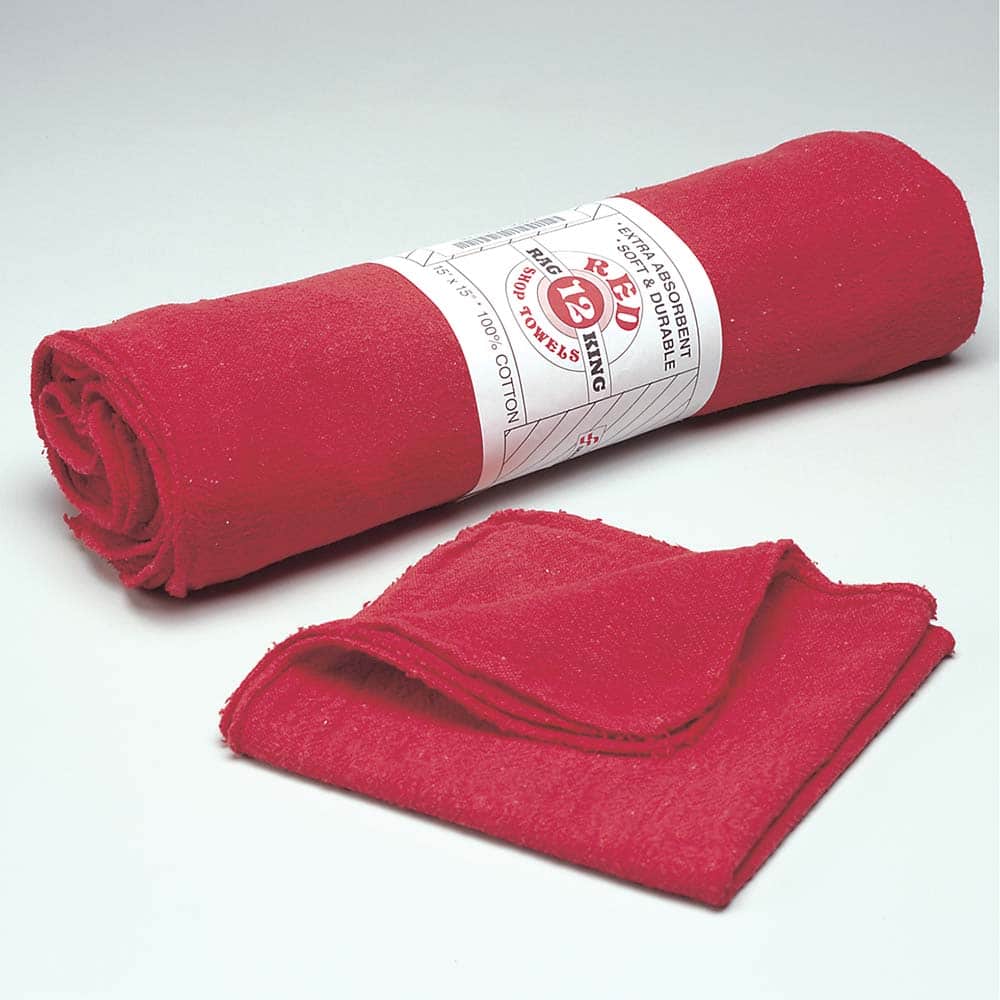 Ability One - Rags & Cloth Towels; Fabric Style: Shop Towel ; Virgin or Reclaimed: Virgin ; Material: Cotton ; Color: Red - Exact Tooling