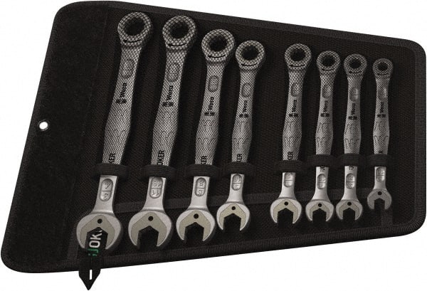 Wera - 8 Piece, 5/16" to 3/4", Combination Wrench Set - Inch Measurement Standard, Chrome Vanadium Finish, Comes in Canvas Tool Holster - Exact Tooling