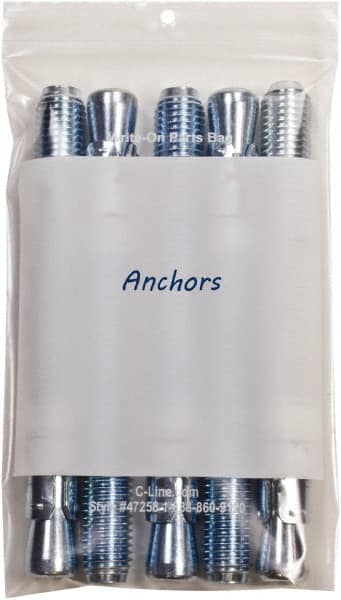 C-LINE - 5" Long x 11" Wide x 10-3/4" High, 0.002 mil Thick, Self Seal Antistatic Poly Bag - Clear & White - Exact Tooling