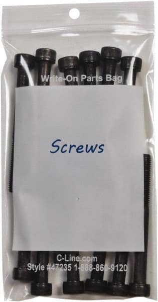 C-LINE - 4-3/4" Long x 8" Wide x 6-7/8" High, 0.002 mil Thick, Self Seal Antistatic Poly Bag - Clear & White - Exact Tooling