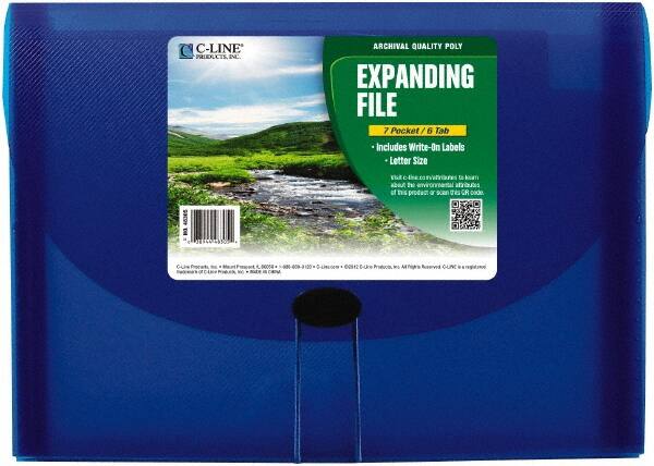C-LINE - 13 x 9-1/4 x 1-5/8", Letter Size, Blue, Expandable File Folders with Top Tab Pocket - Has Index Tabs, 1 per Box - Exact Tooling