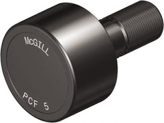 McGill - 4-1/2" Roller Diam x 2" Width, 1-1/4" Stud Diam x 2-3/4" Length, Plain Load Roller - Steel, 1-3/4" Thread Length, 1-1/4-12 Thread, 4-3/4" OAL, 14,300 Lb Dynamic Cap, 16,000 Lb Static Cap - Exact Tooling
