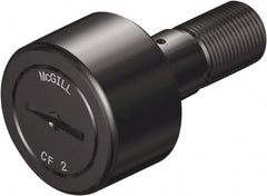 McGill - 11/16" Roller Diam x 7/16" Width, 1/4" Stud Diam x 3/4" Length, Stud Cam Follower - Steel, 5/16" Thread Length, 1/4-28 Thread, 1.22" OAL, 955 Lb Dynamic Cap, 1,215 Lb Static Cap - Exact Tooling