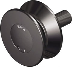 McGill - 4-1/2" Roller Diam x 2" Width, 1-1/8" Stud Diam x 2-1/2" Length, V Guide Roller - Steel, 1-3/4" Thread Length, 1-1/4-12 Thread, 4-1/2" OAL, 14,300 Lb Dynamic Cap, 16,000 Lb Static Cap - Exact Tooling