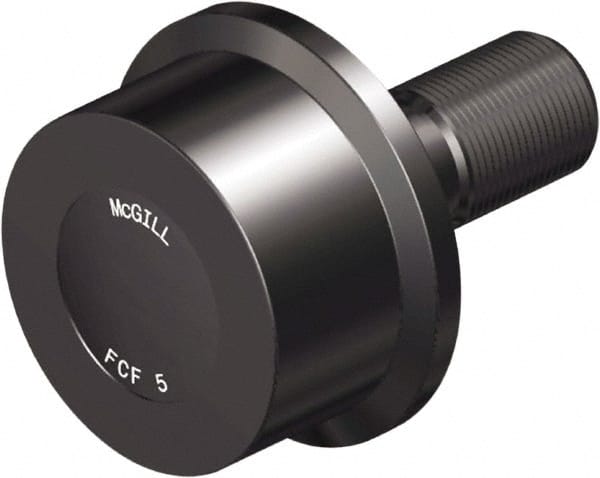 McGill - 3-1/4" Roller Diam x 2" Width, 1-1/4" Stud Diam x 2-1/2" Length, Flanged Load Roller - Steel, 1-3/4" Thread Length, 1-1/4-12 Thread, 4-1/2" OAL, 14,300 Lb Dynamic Cap, 16,000 Lb Static Cap - Exact Tooling