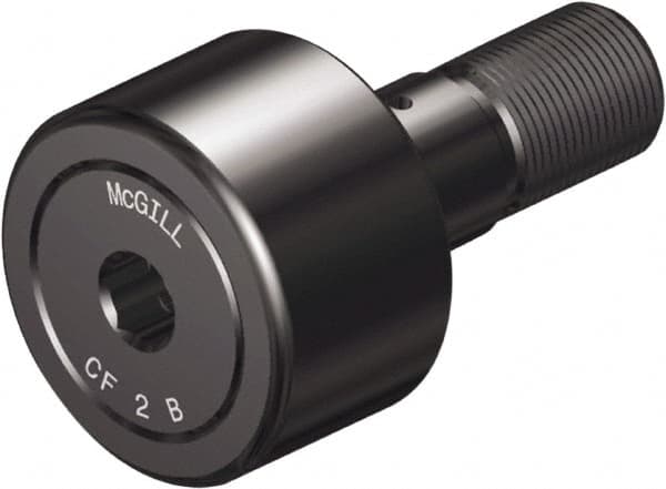 McGill - 1-1/8" Roller Diam x 5/8" Width, 7/16" Stud Diam x 1" Length, Sealed Stud Cam Follower with Hex - Steel, 1/2" Thread Length, 7/16-20 Thread, 1.66" OAL, 2,225 Lb Dynamic Cap, 3,060 Lb Static Cap - Exact Tooling