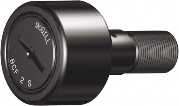 McGill - 2" Roller Diam x 1-1/4" Width, 7/8" Stud Diam x 2" Length, Sealed Self Lubricating Stud Cam Follower with Nonmetallic Bushing - Steel, 1" Thread Length, 7/8-14 Thread, 3.28" OAL - Exact Tooling