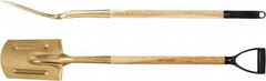 Ampco - 11" High Round Aluminum Bronze Spade - 26-1/2" Long Wood D-Grip Handle - Exact Tooling