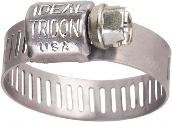 IDEAL TRIDON - SAE Size 4, 5/16 to 5/8" Diam, Stainless Steel Worm Drive Clamp - 5/16" Wide, Material Grade 301, Series Contractor - Exact Tooling