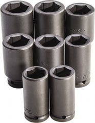 Proto - 8 Piece 3/4" Drive Full Polish Finish Deep Well Impact Socket Set - 6 Points, 1" to 3/4" Range, Inch Measurement Standard - Exact Tooling