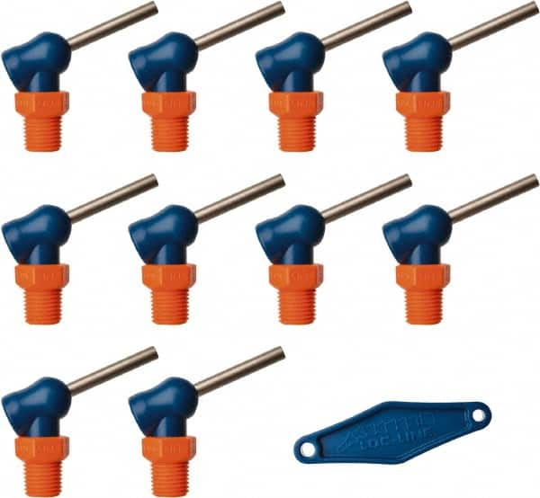 Loc-Line - 1/4" Hose Inside Diam x 5/32" Nozzle Diam, High-Pressure Coolant Hose Nozzle - NPT, for Use with Loc-Line Modular Hose System, 10 Pieces - Exact Tooling