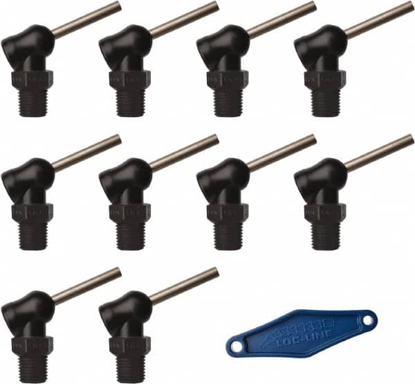 Loc-Line - 1/4" Hose Inside Diam x 5/32" Nozzle Diam, High-Pressure Coolant Hose Nozzle - NPT, for Use with Loc-Line Modular Hose System, 10 Pieces - Exact Tooling