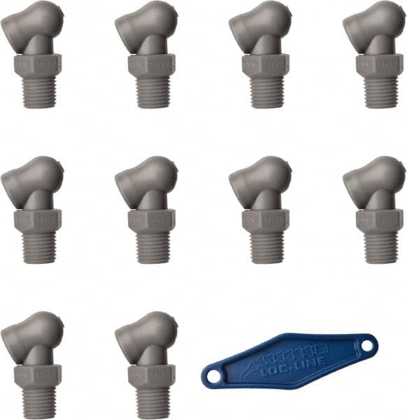 Loc-Line - 1/4" Hose Inside Diam x 5/32" Nozzle Diam, High-Pressure Coolant Hose Nozzle - NPT, for Use with Loc-Line Modular Hose System, 10 Pieces - Exact Tooling