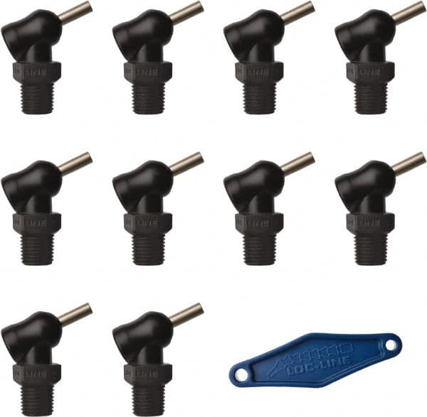Loc-Line - 1/4" Hose Inside Diam x 5/32" Nozzle Diam, High-Pressure Coolant Hose Nozzle - NPT, for Use with Loc-Line Modular Hose System, 10 Pieces - Exact Tooling