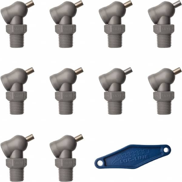 Loc-Line - 1/4" Hose Inside Diam x 5/32" Nozzle Diam, High-Pressure Coolant Hose Nozzle - NPT, for Use with Loc-Line Modular Hose System, 10 Pieces - Exact Tooling