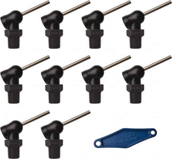 Loc-Line - 1/4" Hose Inside Diam, High-Pressure Coolant Hose Nozzle - NPT, for Use with Loc-Line Modular Hose System, 10 Pieces - Exact Tooling