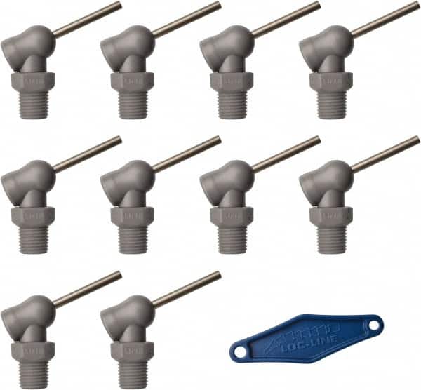 Loc-Line - 1/4" Hose Inside Diam, High-Pressure Coolant Hose Nozzle - NPT, for Use with Loc-Line Modular Hose System, 10 Pieces - Exact Tooling