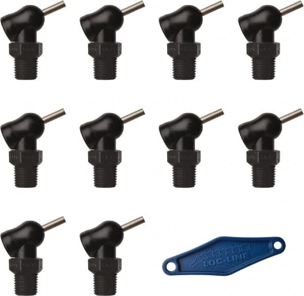 Loc-Line - 1/4" Hose Inside Diam, High-Pressure Coolant Hose Nozzle - NPT, for Use with Loc-Line Modular Hose System, 10 Pieces - Exact Tooling