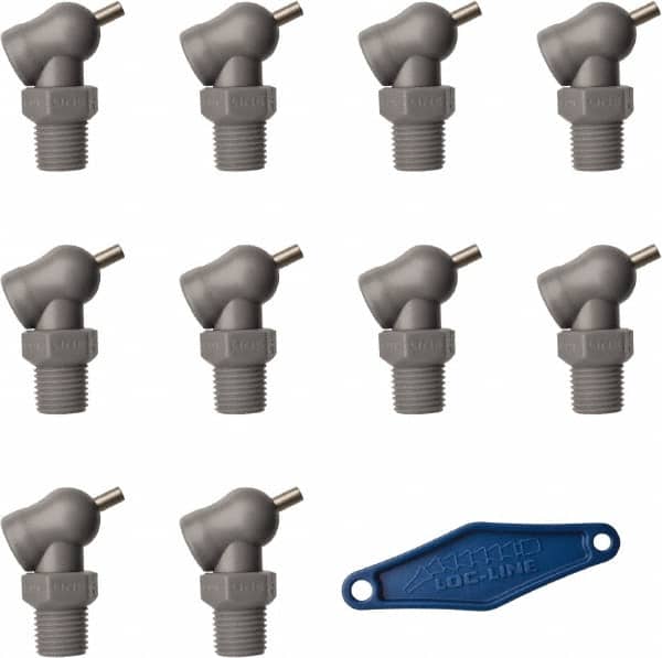 Loc-Line - 1/4" Hose Inside Diam, High-Pressure Coolant Hose Nozzle - NPT, for Use with Loc-Line Modular Hose System, 10 Pieces - Exact Tooling