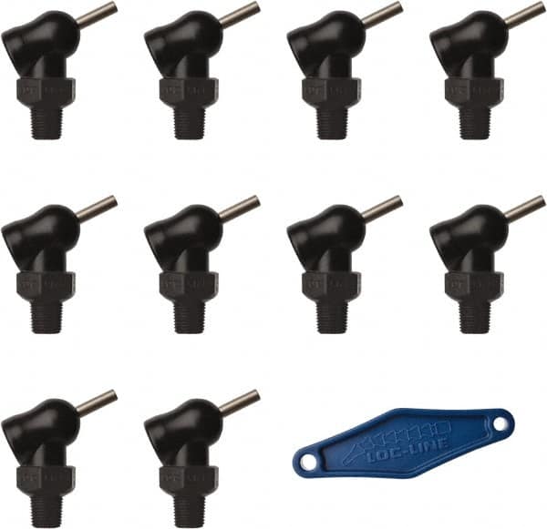 Loc-Line - 1/8" Hose Inside Diam, High-Pressure Coolant Hose Nozzle - NPT, for Use with Loc-Line Modular Hose System, 10 Pieces - Exact Tooling