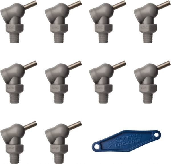 Loc-Line - 1/8" Hose Inside Diam x 5/32" Nozzle Diam, High-Pressure Coolant Hose Nozzle - NPT, for Use with Loc-Line Modular Hose System, 10 Pieces - Exact Tooling