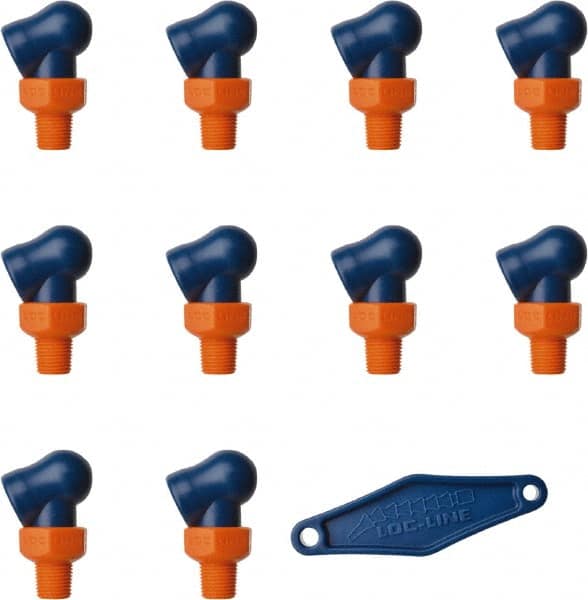 Loc-Line - 1/8" Hose Inside Diam x 1/16" Nozzle Diam, High-Pressure Coolant Hose Nozzle - NPT, for Use with Loc-Line Modular Hose System, 10 Pieces - Exact Tooling