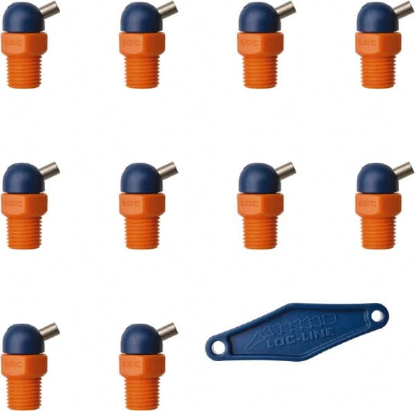 Loc-Line - 1/4" Hose Inside Diam x 5/32" Nozzle Diam, High-Pressure Coolant Hose Nozzle - NPT, for Use with Loc-Line Modular Hose System, 10 Pieces - Exact Tooling
