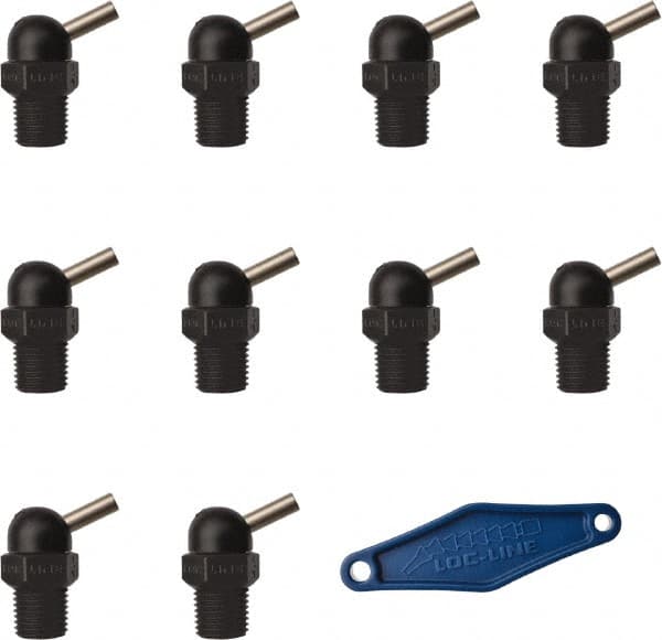 Loc-Line - 1/4" Hose Inside Diam x 5/32" Nozzle Diam, High-Pressure Coolant Hose Nozzle - NPT, for Use with Loc-Line Modular Hose System, 10 Pieces - Exact Tooling