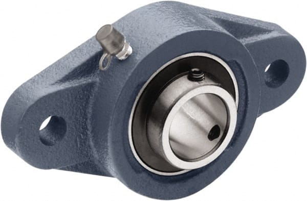 Tritan - 1-7/16" ID, 6.34" OAL x 1-3/4" OAH 2-Bolt Flange - 3,440 Lb Static Cap, 5,778 Lb Dyn Cap, 5.12" Btw Mnt Hole Ctrs, 0.55" Base-to-Ctr Ht, Cast Iron/Steel - Exact Tooling