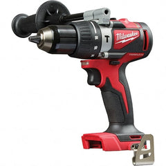 Milwaukee Tool - 18 Volt 1/2" Metal Ratcheting Chuck Cordless Hammer Drill - 0 to 28,800 BPM, 0 to 1,800 RPM, Reversible - Exact Tooling