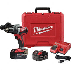 Milwaukee Tool - 18 Volt 1/2" Metal Ratcheting Chuck Cordless Hammer Drill - 0 to 28,800 BPM, 0 to 1,800 RPM, Reversible - Exact Tooling