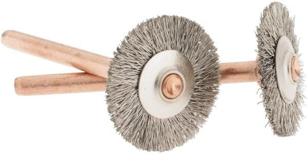 Dremel - 3/4" OD, 1/8" Shank Diam, Straight Filament Stainless Steel Wheel Brush - 0.0241" Face Width, 3/4" Trim Length, 15,000 RPM - Exact Tooling