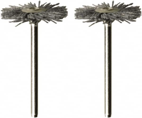 Dremel - 1" OD, 1/8" Shank Diam, Straight Filament Nylon Wheel Brush - 1/16" Face Width, 1" Trim Length, 15,000 RPM - Exact Tooling