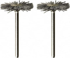 Dremel - 1" OD, 1/8" Shank Diam, Straight Filament Nylon Wheel Brush - 1/16" Face Width, 1" Trim Length, 15,000 RPM - Exact Tooling