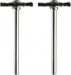 Dremel - 3/4" OD, 1/8" Shank Diam, Straight Filament Nylon Wheel Brush - 1/16" Face Width, 3/4" Trim Length, 15,000 RPM - Exact Tooling