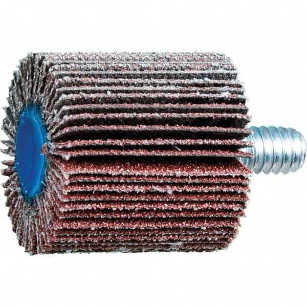 PFERD - 1" Diam x 1" Face Width, Aluminum Oxide Coated Mounted Flap Wheel - 1/4-20 Threaded Mount, 80 Grit, 25,000 Max RPM - Exact Tooling