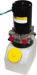 Parker - 0.75 hp, 2,000 Max psi, 0.2 GPM, Hydraulic Power Unit - 1/4 Gal Tank, 6.73" Long x 4.43" Wide x 11.83" High, 7/16-20 Port Size, 12 VDC, 48 Amp - Exact Tooling