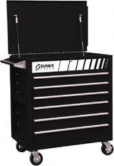 Sunex Tools - 600 Lb Capacity, 34-1/2" Wide x 20" Long x 39-1/2" High Service Cart - 6 Shelf, Steel, Heavy-Duty Casters - Exact Tooling