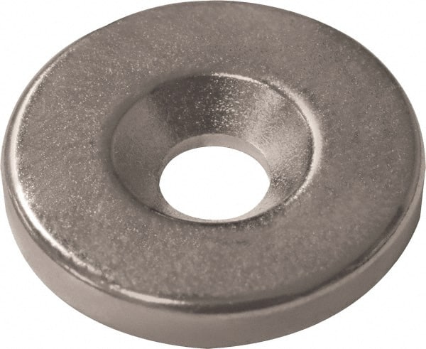 Mag-Mate - 3/4" Long x 3/4" Diam x 1/8" High, 1 Mounting Hole, 12 Poles, Ring Neodymium Rare Earth Holding Magnet - 8 Lb Average & 16 Lb Max Pull Force, M6 Mounting Hole, Countersunk Hole Style, 180°F Max Operating Temp - Exact Tooling