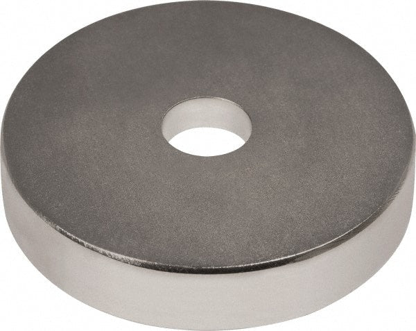 Mag-Mate - 1" Long x 1" Diam x 1/8" High, 1 Mounting Hole, 20 Poles, Ring Neodymium Rare Earth Holding Magnet - 16.6 Lb Average & 33.2 Lb Max Pull Force, 0.19 Mounting Hole, Through Hole Style, 180°F Max Operating Temp - Exact Tooling