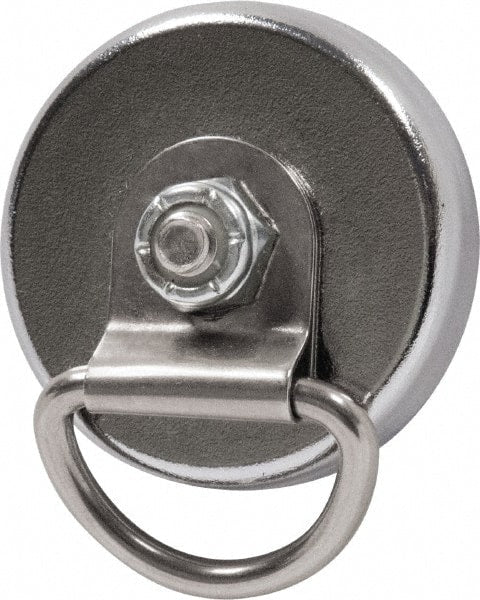 Mag-Mate - 22 Lb Max Pull Force, 9/32" Overall Height, 1-13/32" Diam, Ceramic Cup Magnet - Magnetic Style, Chrome Plated - Exact Tooling