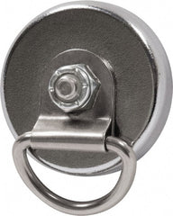 Mag-Mate - 22 Lb Max Pull Force, 9/32" Overall Height, 1-13/32" Diam, Ceramic Cup Magnet - Magnetic Style, Chrome Plated - Exact Tooling