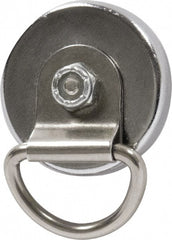 Mag-Mate - 14 Lb Max Pull Force, 3/16" Overall Height, 1-15/64" Diam, Ceramic Cup Magnet - Magnetic Style, Chrome Plated - Exact Tooling