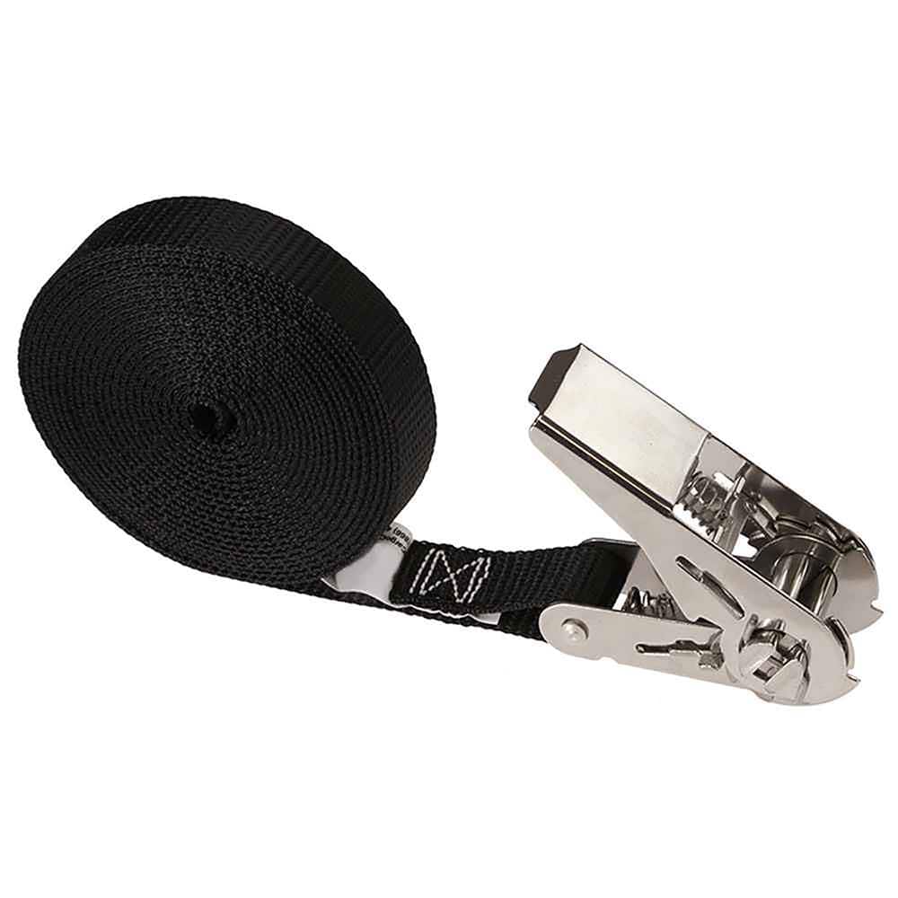 US Cargo Control - Slings & Tiedowns (Load-Rated); Type: Ratchet Tie Down ; Length (Feet): 15 ; Basket Capacity (Lb.): 500 ; Material: Polyester ; Color: Black - Exact Tooling