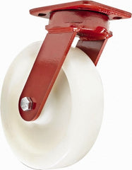 Hamilton - 8" Diam x 2" Wide x 9-1/2" OAH Top Plate Mount Swivel Caster - Plastic, 1,100 Lb Capacity, Sealed Precision Ball Bearing, 4 x 5" Plate - Exact Tooling
