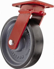 Hamilton - 8" Diam x 2" Wide x 9-1/2" OAH Top Plate Mount Swivel Caster - Polyurethane, 1,950 Lb Capacity, Sealed Precision Ball Bearing, 4 x 5" Plate - Exact Tooling
